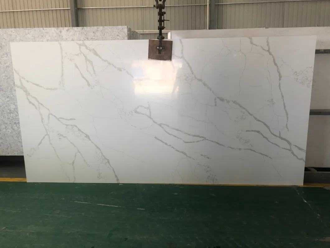 Wholesale Calacatta White Artificial Quartz Stone Slab for Villa Decoration