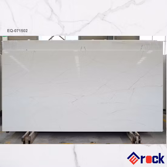 Lajes de pedra de quartzo de Carrara branca de pedra de mármore artificial para bancadas